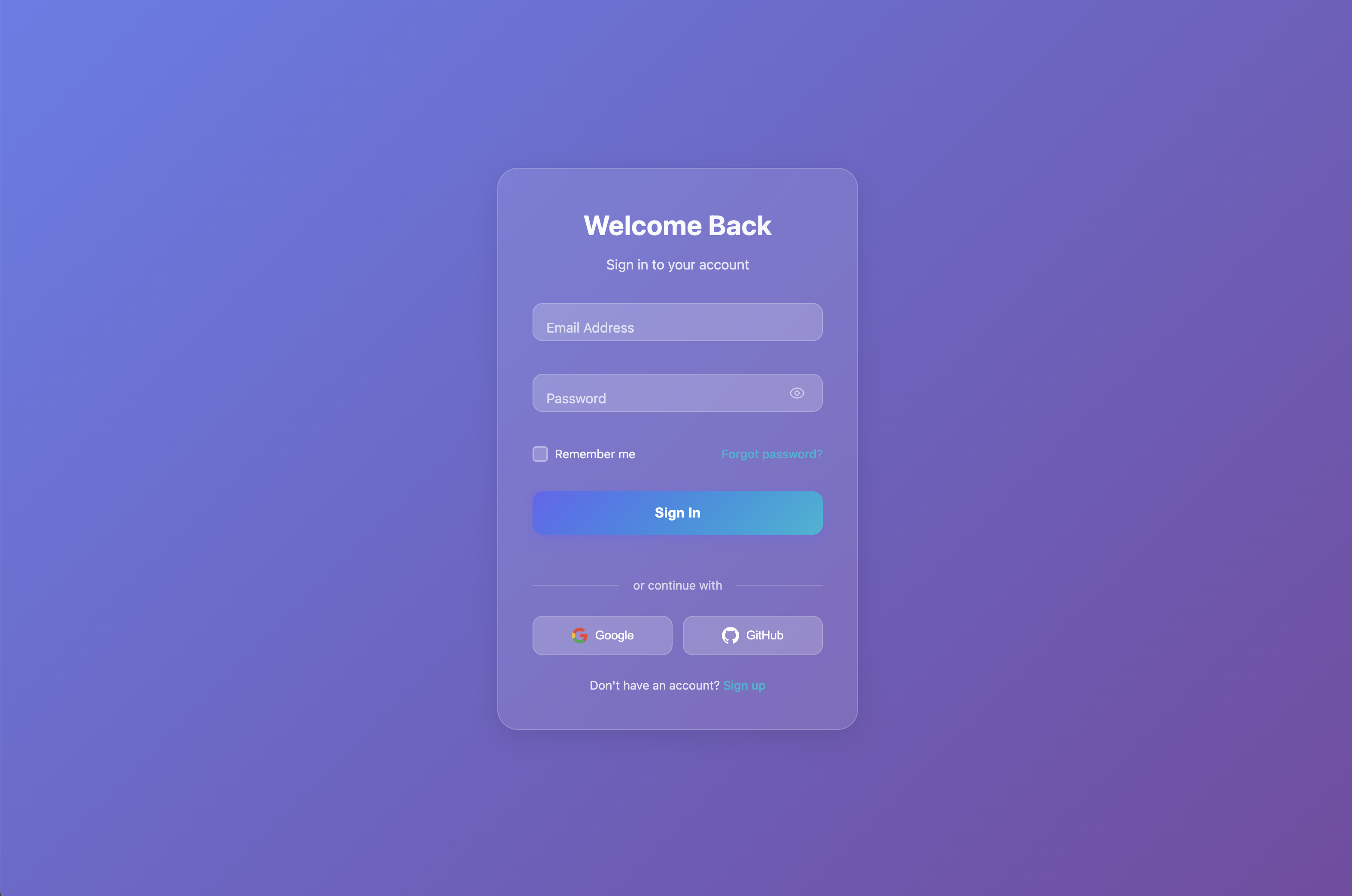 Glassmorphism form preview